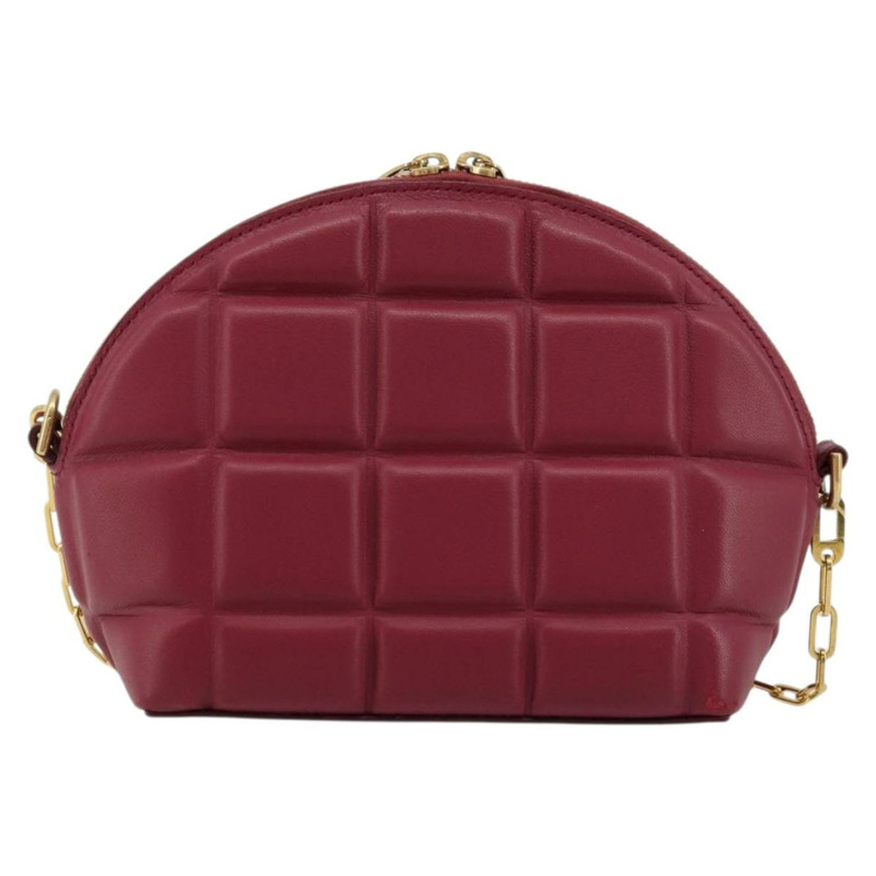 【日本直送】BOTTEGA VENETA 半月形鏈條包，皮革材質，波爾多紅金色，正品，貨號 177240A-1
