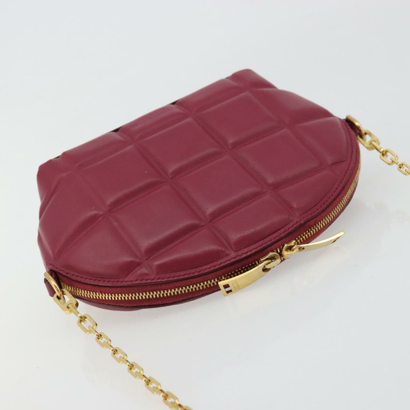 【日本直送】BOTTEGA VENETA 半月形鏈條包，皮革材質，波爾多紅金色，正品，貨號 177240A-5