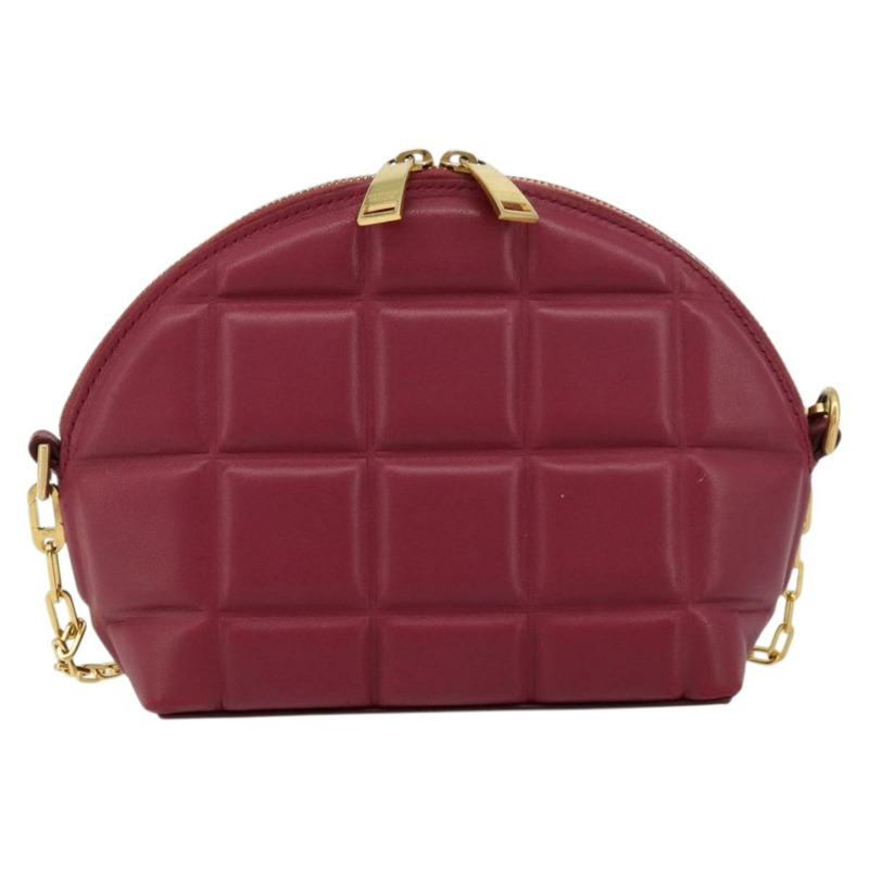 【日本直送】BOTTEGA VENETA 半月形鏈條包，皮革材質，波爾多紅金色，正品，貨號 177240A-12