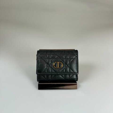 全新品 DIOR  黑CARO三折小短夾