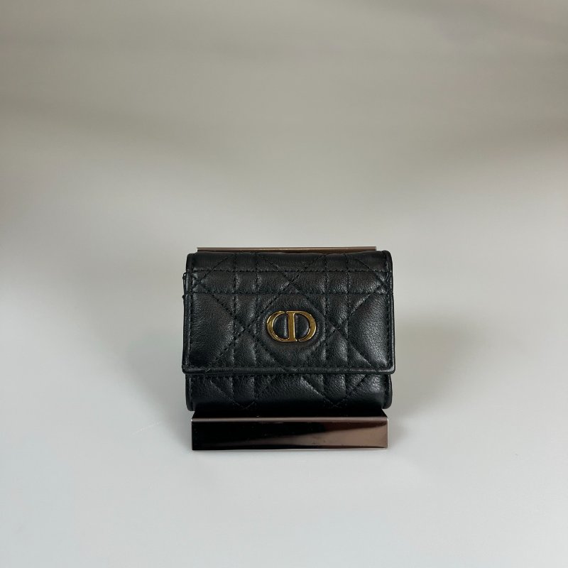 全新品 DIOR  黑CARO三折小短夾-0
