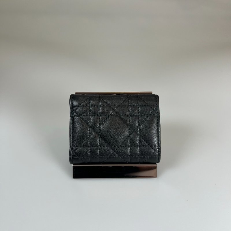全新品 DIOR  黑CARO三折小短夾-1