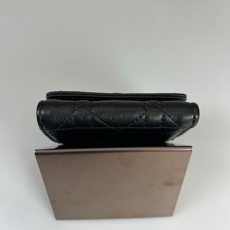 全新品 DIOR  黑CARO三折小短夾-4