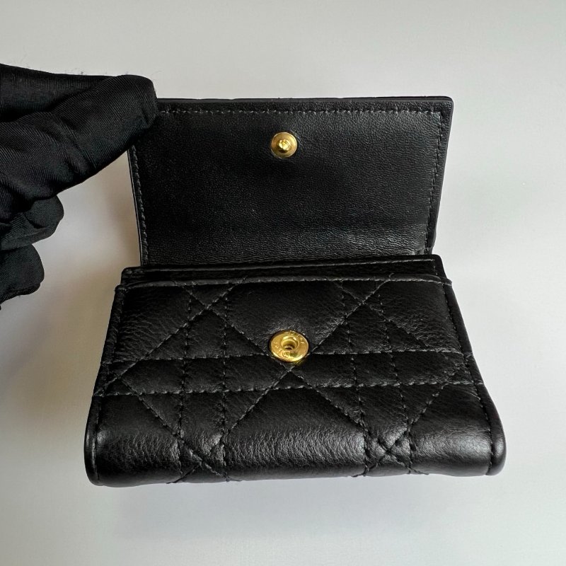 全新品 DIOR  黑CARO三折小短夾-6