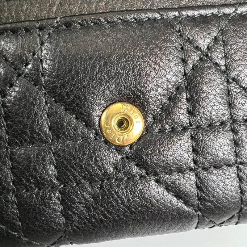 全新品 DIOR  黑CARO三折小短夾-7
