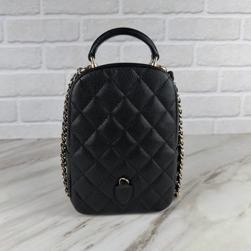 香奈兒Chanel Mini Backpack 黑色荔枝牛皮金釦 雙肩包 小書包 斜揹包-6