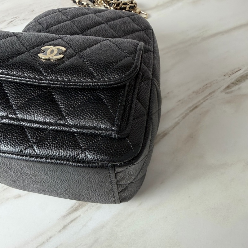 香奈兒Chanel Mini Backpack 黑色荔枝牛皮金釦 雙肩包 小書包 斜揹包-8