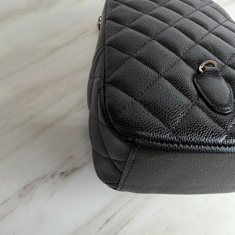 香奈兒Chanel Mini Backpack 黑色荔枝牛皮金釦 雙肩包 小書包 斜揹包-10