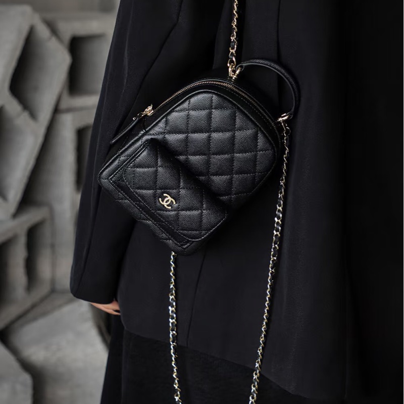 香奈兒Chanel Mini Backpack 黑色荔枝牛皮金釦 雙肩包 小書包 斜揹包-19