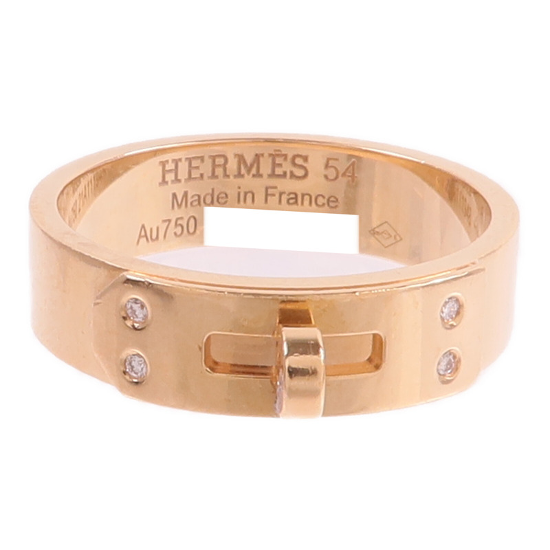 HERMES 18K玫瑰金Kelly Ring鑽石戒指-1