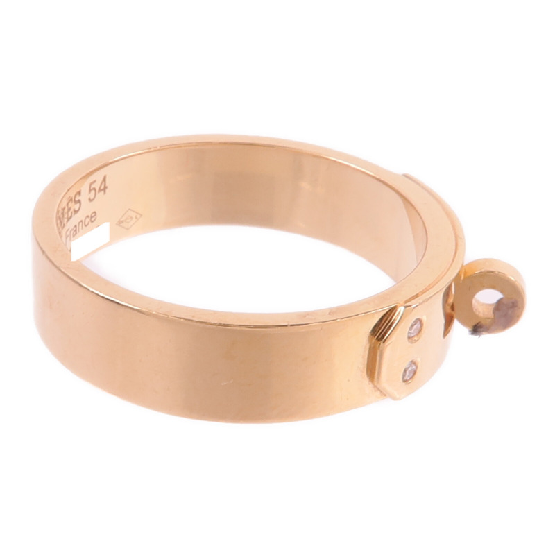 HERMES 18K玫瑰金Kelly Ring鑽石戒指-3