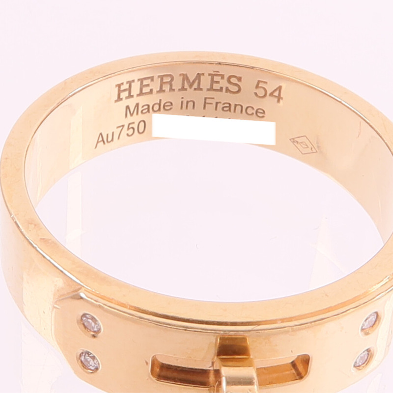 HERMES 18K玫瑰金Kelly Ring鑽石戒指-4