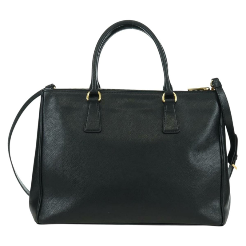【日本直送】PRADA Galleria 手提包，Safiano 皮革，兩用，黑色/金色，正品，貨號 175843SAM-1