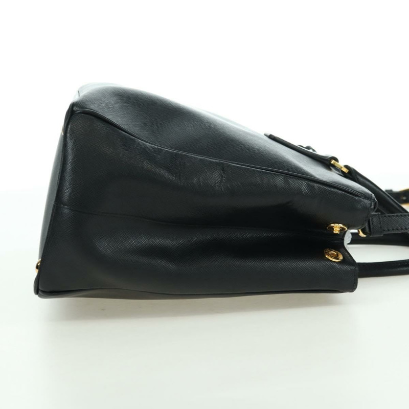 【日本直送】PRADA Galleria 手提包，Safiano 皮革，兩用，黑色/金色，正品，貨號 175843SAM-3
