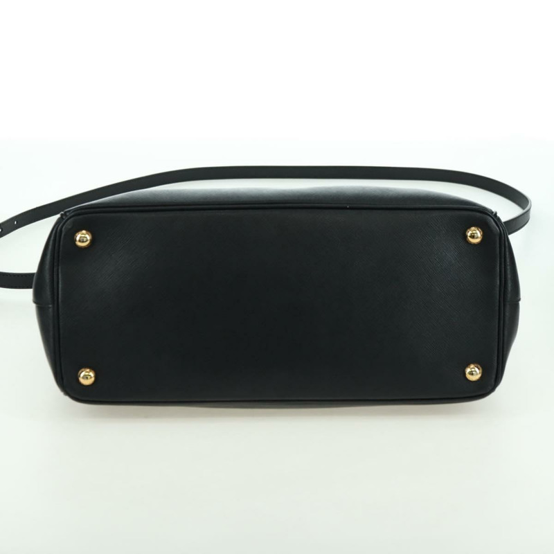 【日本直送】PRADA Galleria 手提包，Safiano 皮革，兩用，黑色/金色，正品，貨號 175843SAM-4