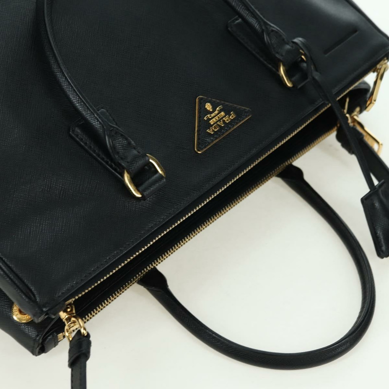 【日本直送】PRADA Galleria 手提包，Safiano 皮革，兩用，黑色/金色，正品，貨號 175843SAM-5