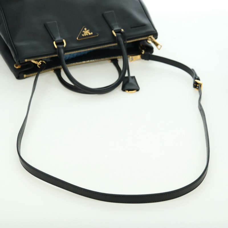 【日本直送】PRADA Galleria 手提包，Safiano 皮革，兩用，黑色/金色，正品，貨號 175843SAM-7