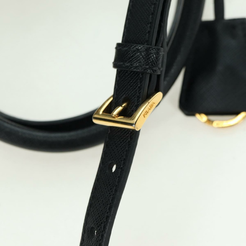 【日本直送】PRADA Galleria 手提包，Safiano 皮革，兩用，黑色/金色，正品，貨號 175843SAM-8