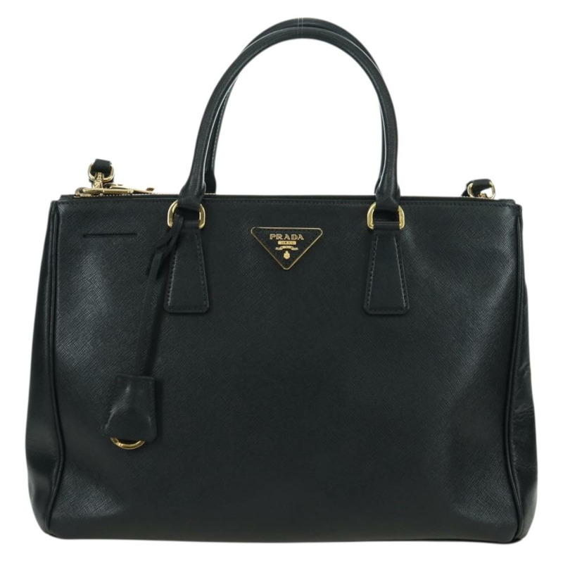 【日本直送】PRADA Galleria 手提包，Safiano 皮革，兩用，黑色/金色，正品，貨號 175843SAM-12