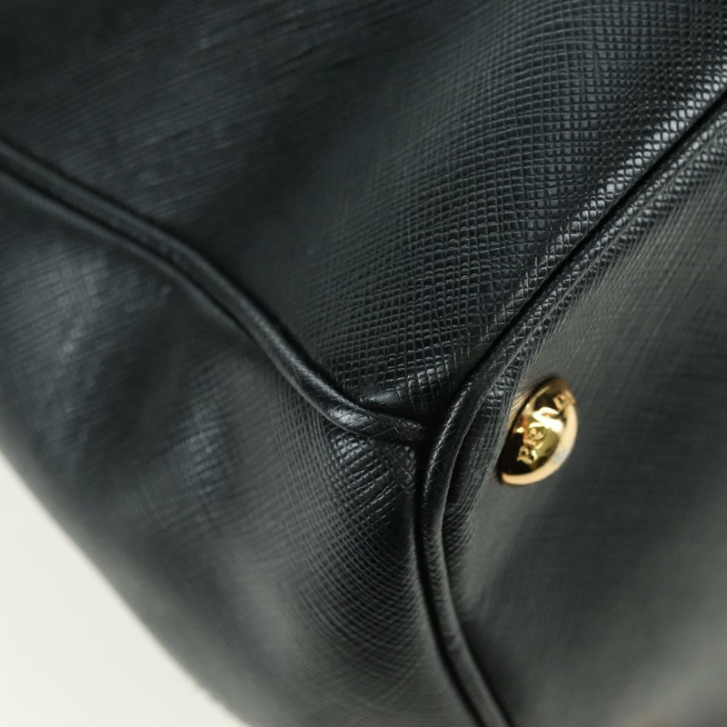 【日本直送】PRADA Galleria 手提包，Safiano 皮革，兩用，黑色/金色，正品，貨號 175843SAM-15