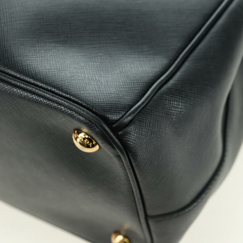 【日本直送】PRADA Galleria 手提包，Safiano 皮革，兩用，黑色/金色，正品，貨號 175843SAM-18