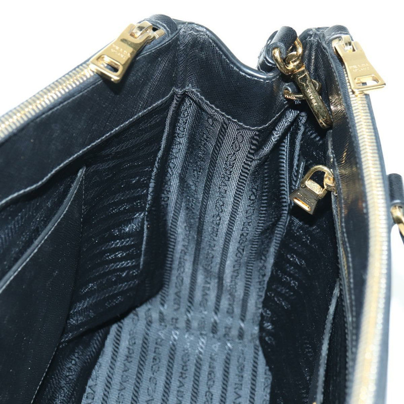 【日本直送】PRADA Galleria 手提包，Safiano 皮革，兩用，黑色/金色，正品，貨號 175843SAM-22