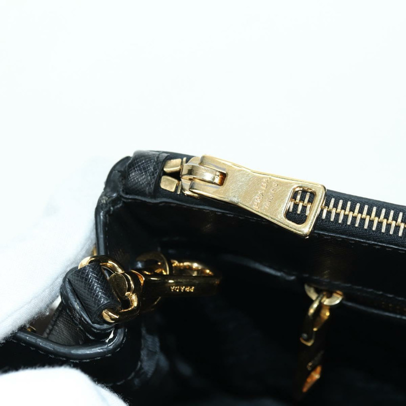 【日本直送】PRADA Galleria 手提包，Safiano 皮革，兩用，黑色/金色，正品，貨號 175843SAM-23