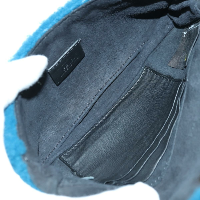 【日本直送】FENDI 鏈條迷你水桶肩背包 羊毛藍 金色 正品 177110A-9