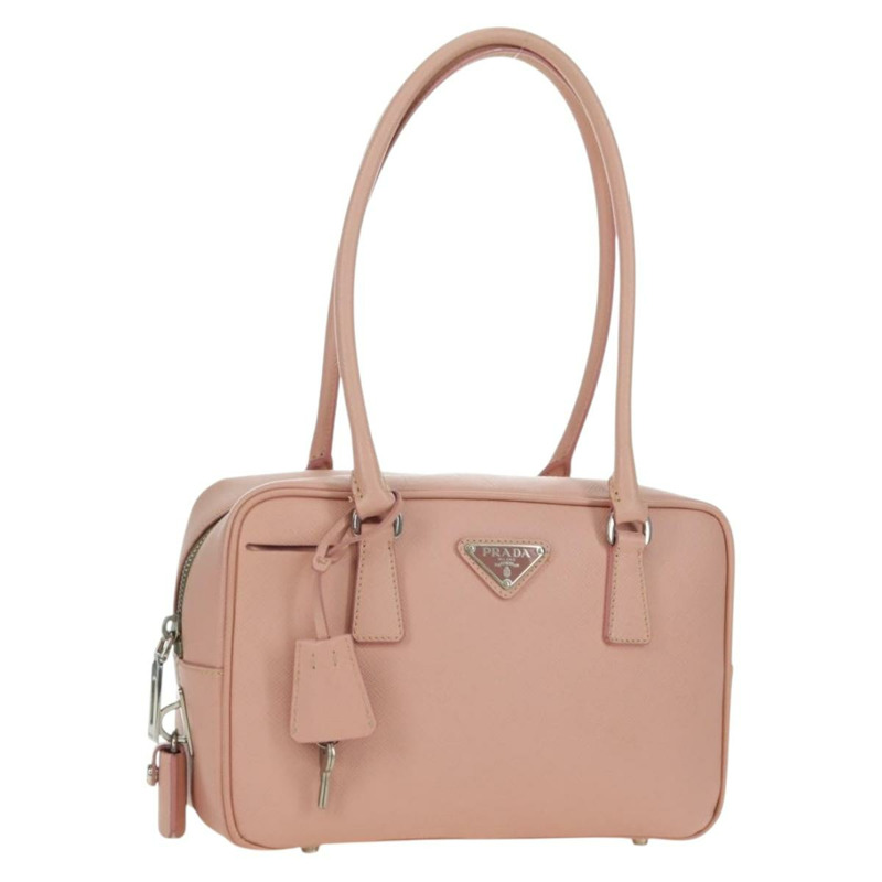 【日本直送】PRADA 肩背包 Safiano 皮革 粉紅色 銀色 正品 177981V-0