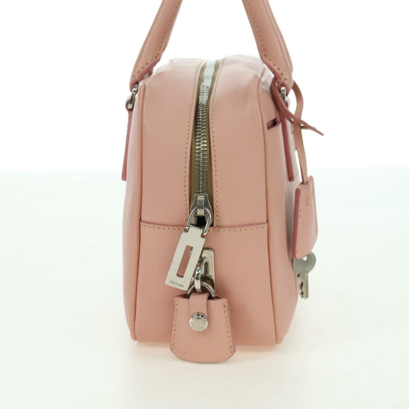 【日本直送】PRADA 肩背包 Safiano 皮革 粉紅色 銀色 正品 177981V-3