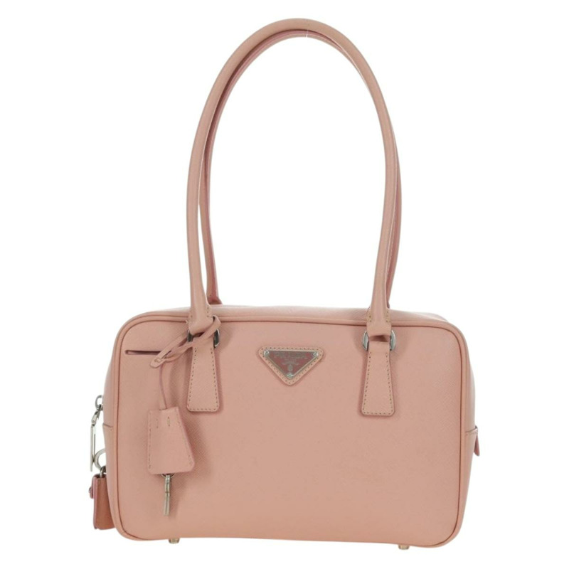 【日本直送】PRADA 肩背包 Safiano 皮革 粉紅色 銀色 正品 177981V-12