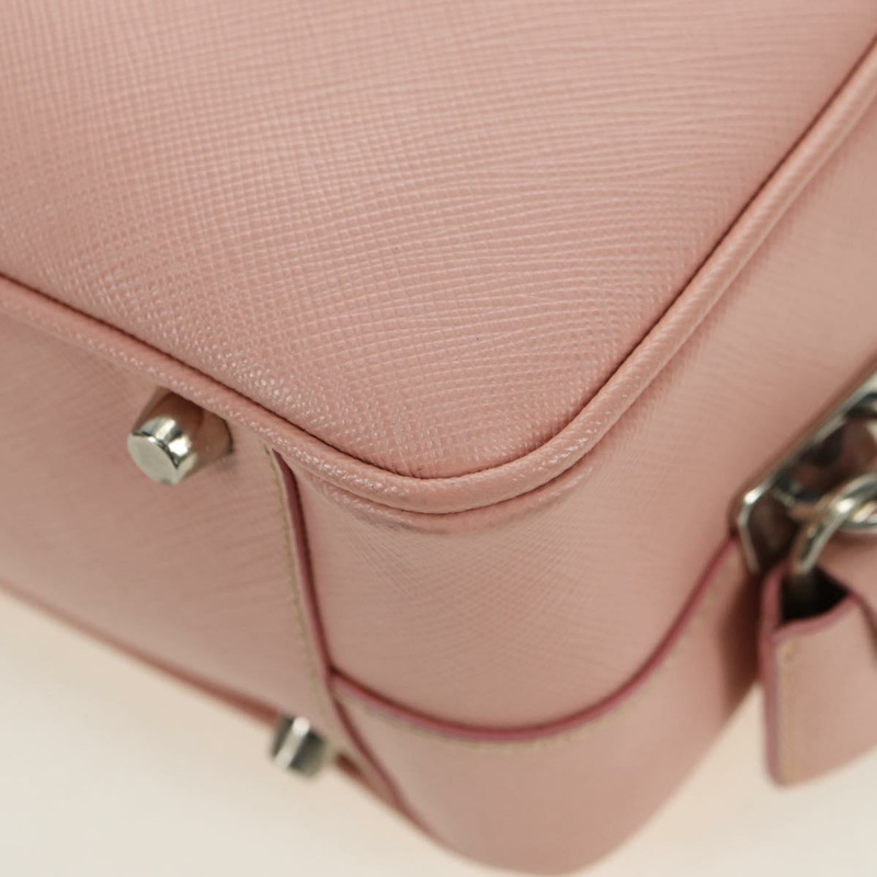 【日本直送】PRADA 肩背包 Safiano 皮革 粉紅色 銀色 正品 177981V-17