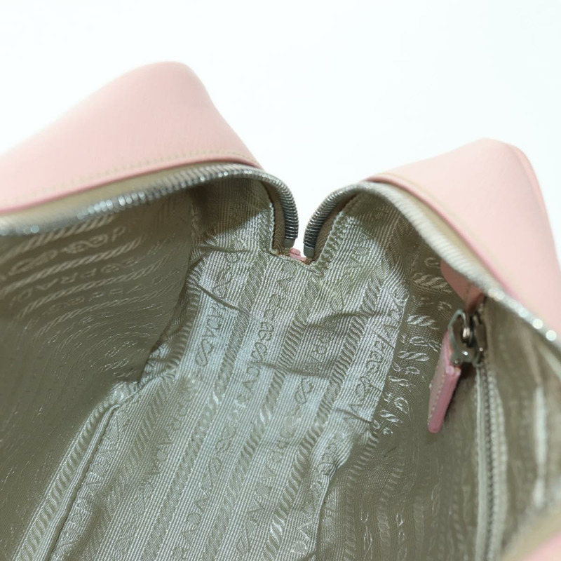 【日本直送】PRADA 肩背包 Safiano 皮革 粉紅色 銀色 正品 177981V-22