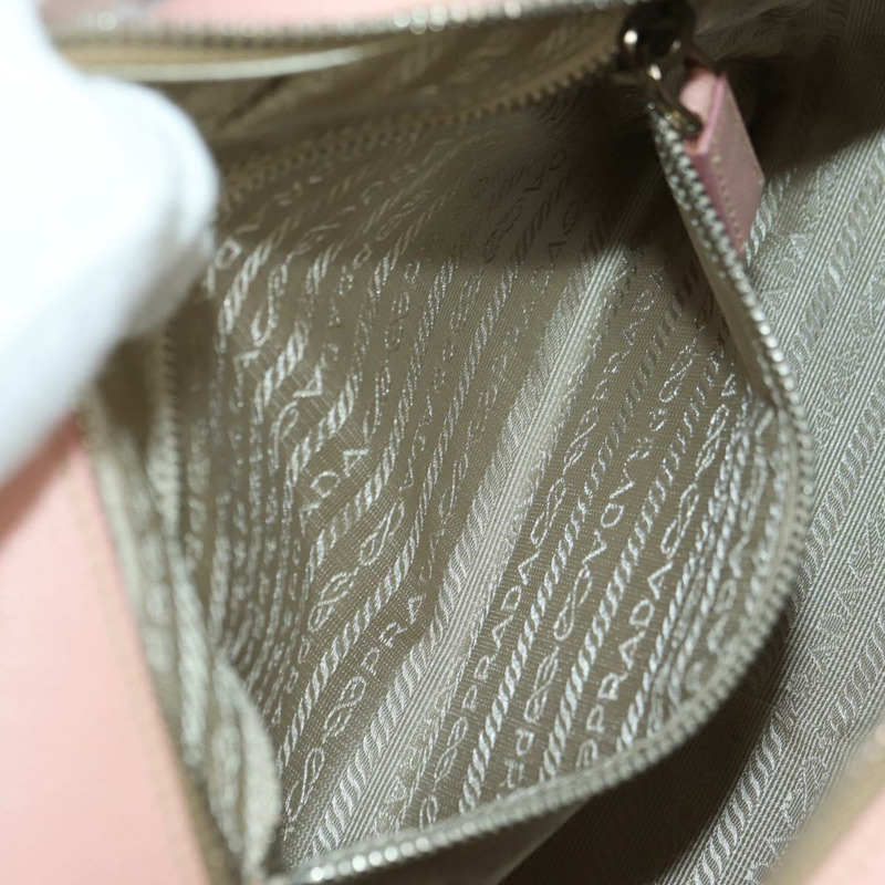 【日本直送】PRADA 肩背包 Safiano 皮革 粉紅色 銀色 正品 177981V-25
