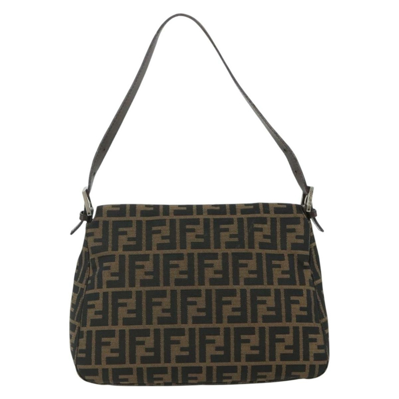 【日本直送】FENDI Zucca帆布Mamma Baguette單肩包 黑色棕色 正品 178067A-1