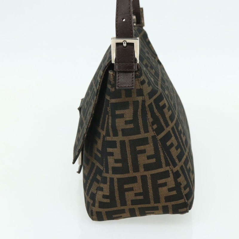 【日本直送】FENDI Zucca帆布Mamma Baguette單肩包 黑色棕色 正品 178067A-3