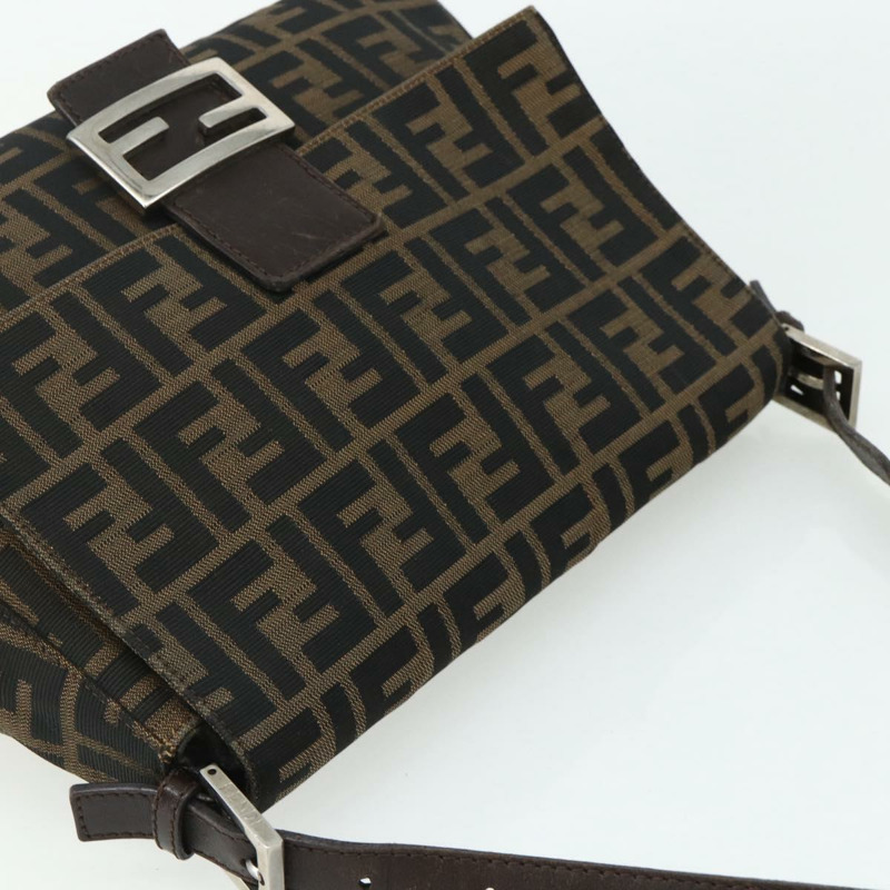 【日本直送】FENDI Zucca帆布Mamma Baguette單肩包 黑色棕色 正品 178067A-5