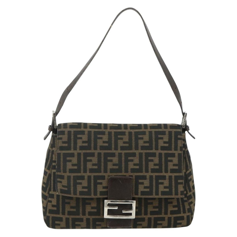 【日本直送】FENDI Zucca帆布Mamma Baguette單肩包 黑色棕色 正品 178067A-12