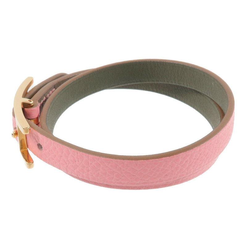 HERMES Epsom皮革Behapi Double Tour Bracelet手帶Rose Lipstick-1