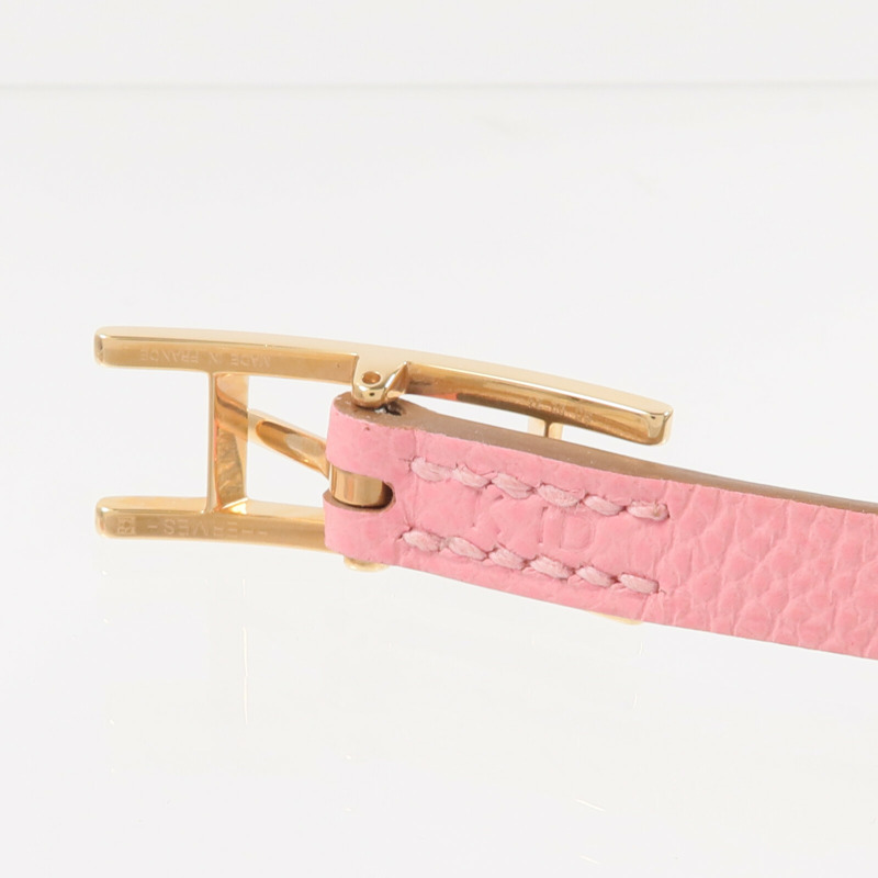 HERMES Epsom皮革Behapi Double Tour Bracelet手帶Rose Lipstick-7