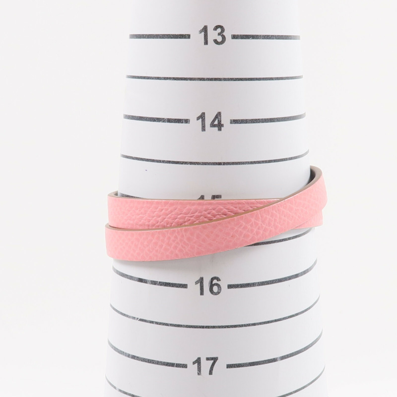 HERMES Epsom皮革Behapi Double Tour Bracelet手帶Rose Lipstick-8