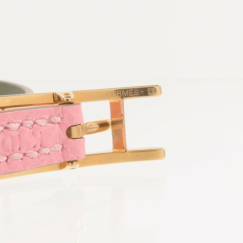 HERMES Epsom皮革Behapi Double Tour Bracelet手帶Rose Lipstick-11