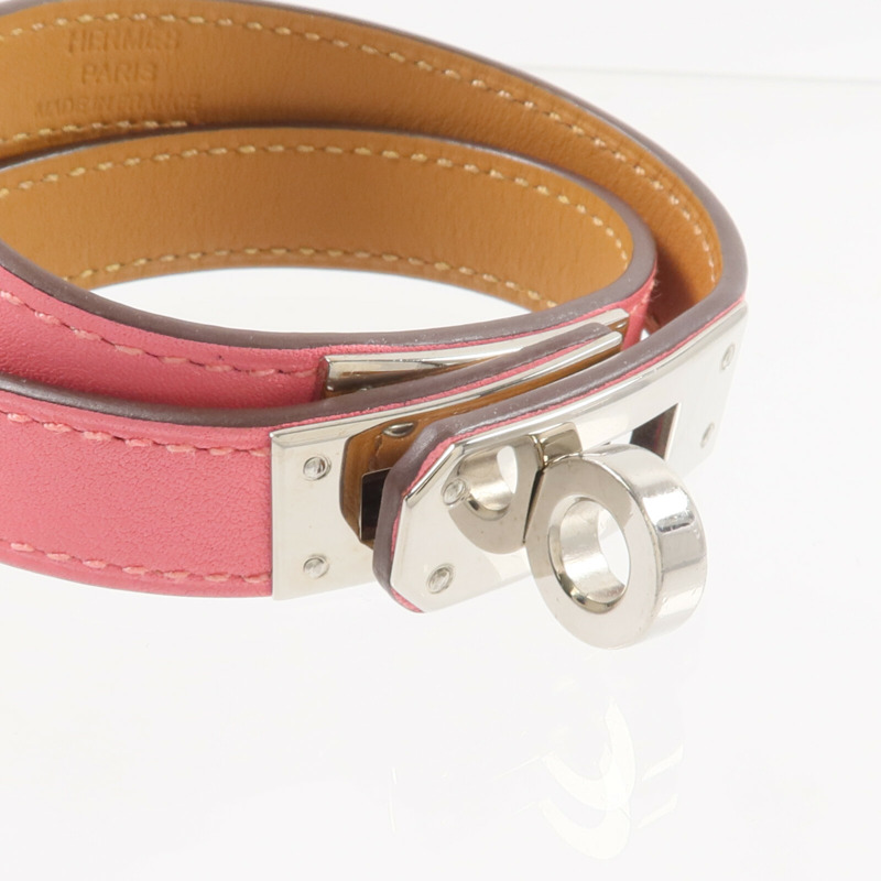HERMES Swift皮革Mini Kelly Double Tour Bracelet手帶Rose Azalee-5