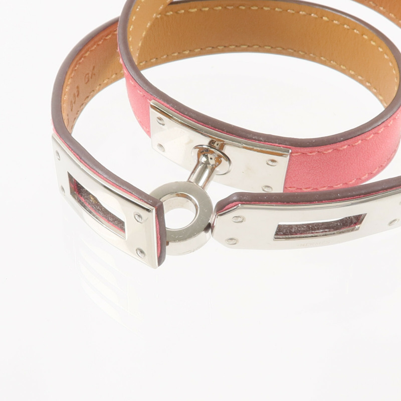 HERMES Swift皮革Mini Kelly Double Tour Bracelet手帶Rose Azalee-6