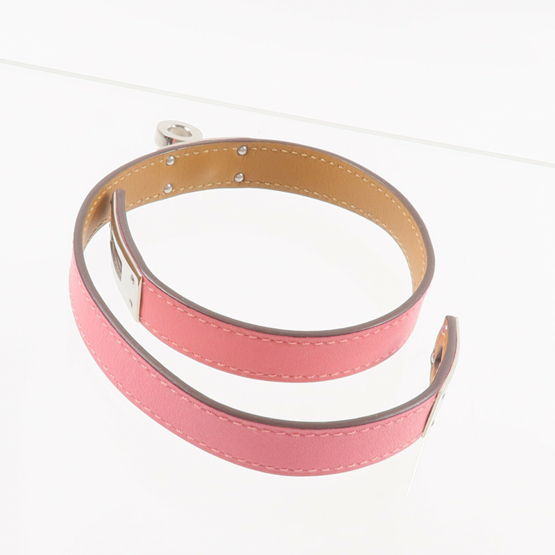 HERMES Swift皮革Mini Kelly Double Tour Bracelet手帶Rose Azalee-11