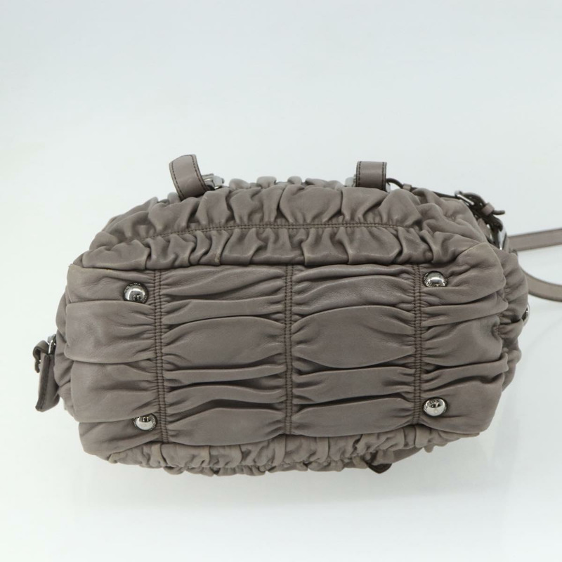 【日本直送】PRADA 褶皺手提包 皮革 兩用 灰色/銀色 正品 178080A-4