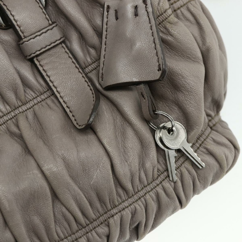 【日本直送】PRADA 褶皺手提包 皮革 兩用 灰色/銀色 正品 178080A-9