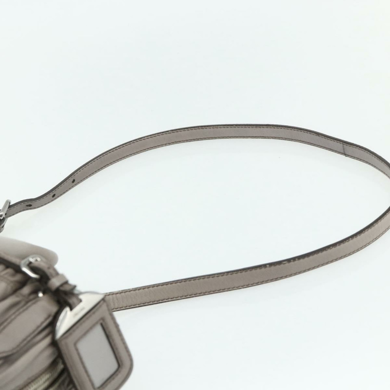 【日本直送】PRADA 褶皺手提包 皮革 兩用 灰色/銀色 正品 178080A-14