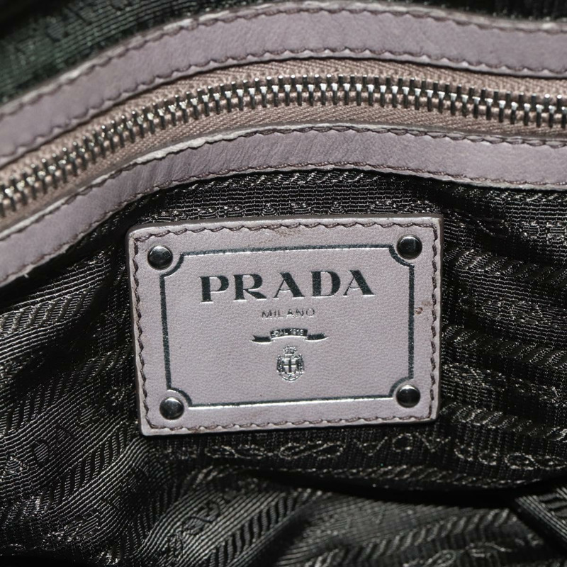 【日本直送】PRADA 褶皺手提包 皮革 兩用 灰色/銀色 正品 178080A-21
