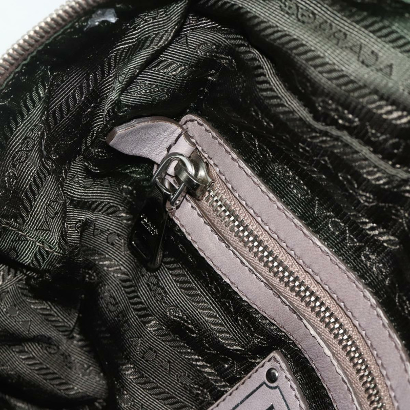 【日本直送】PRADA 褶皺手提包 皮革 兩用 灰色/銀色 正品 178080A-24